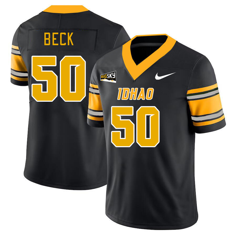 Men-Youth #50 Jackson Beck Idaho Vandals 2023 College Football Jerseys Stitched-Black